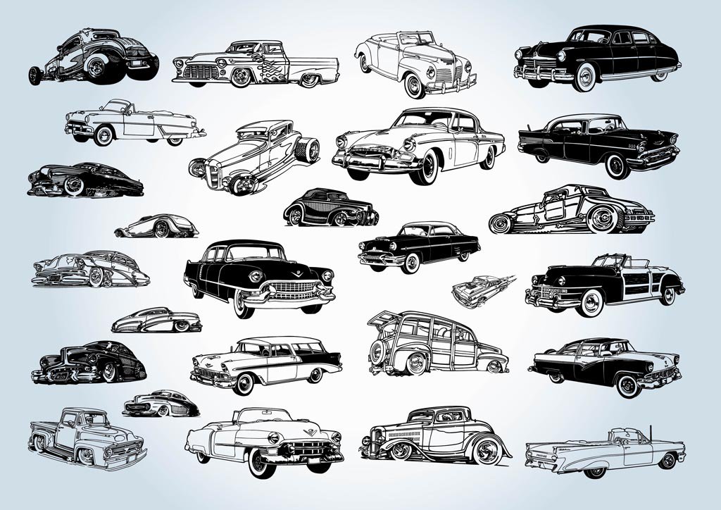 1024x724 Vintage Cars Vectors Vector Art Graphics