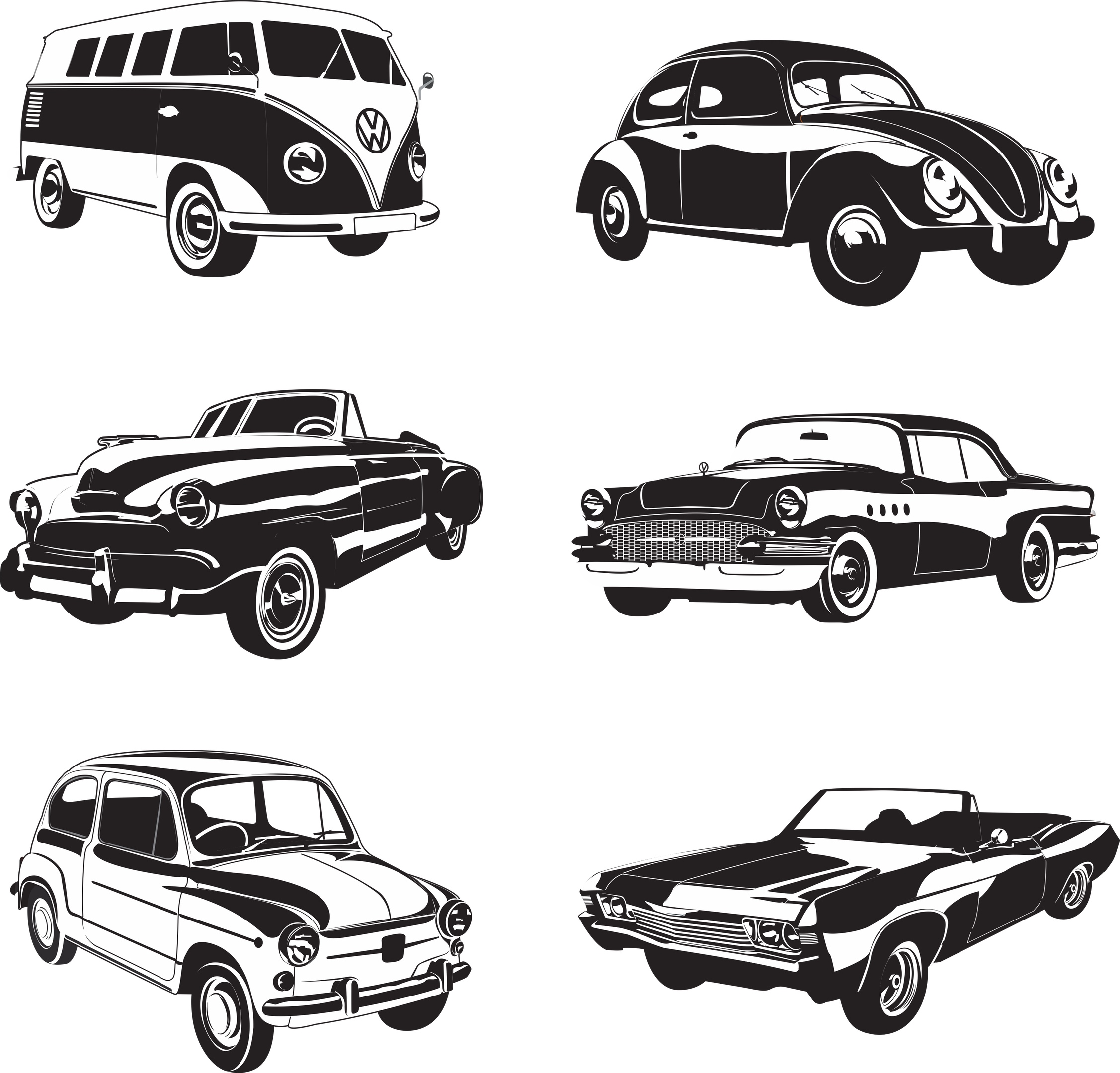 2254x2160 Retro Cars Vector Pack Free Vector Cdr Download