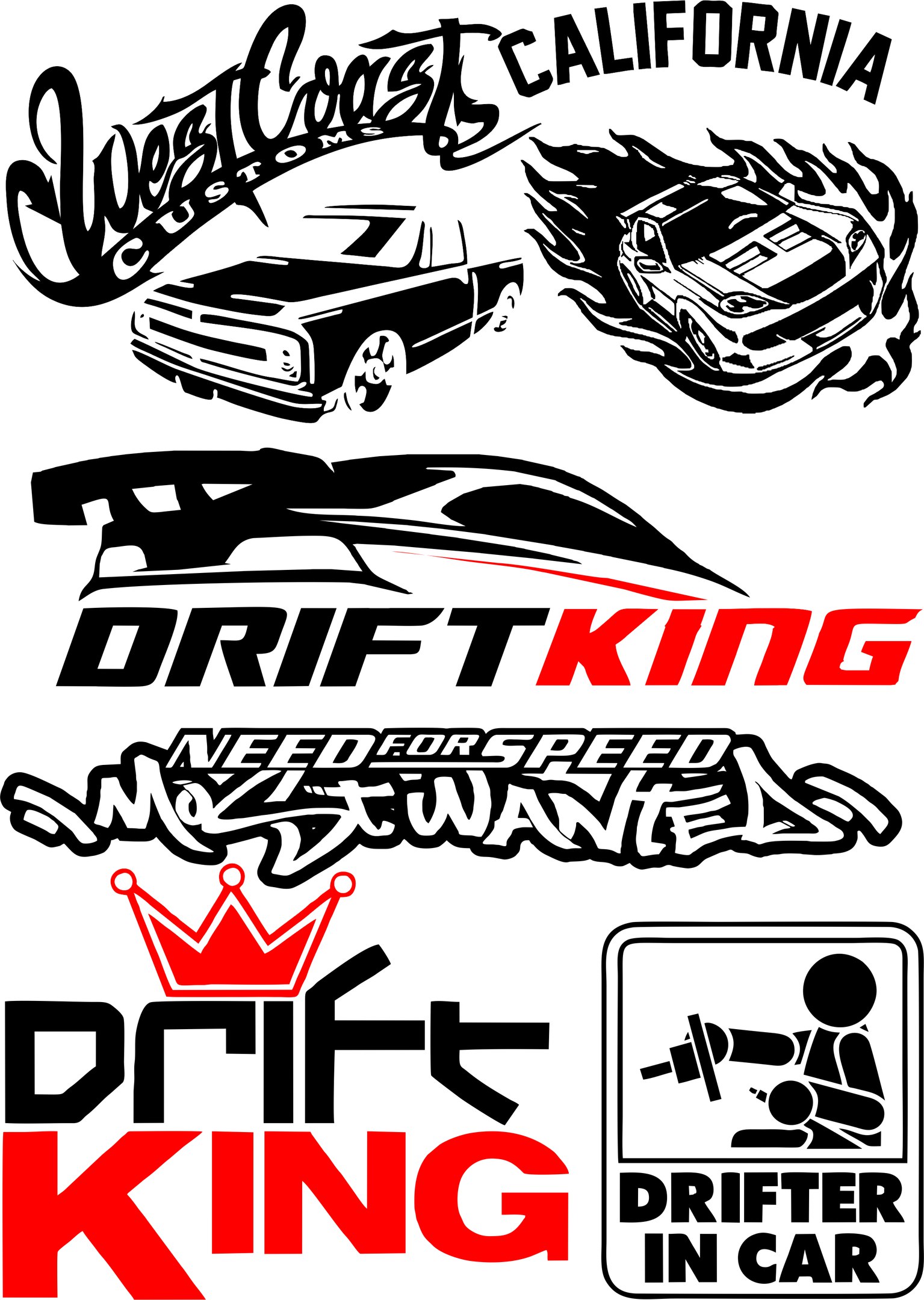 1535x2160 Vinyl Stickers Drift In Car Vector Pack Free Vector Cdr Free