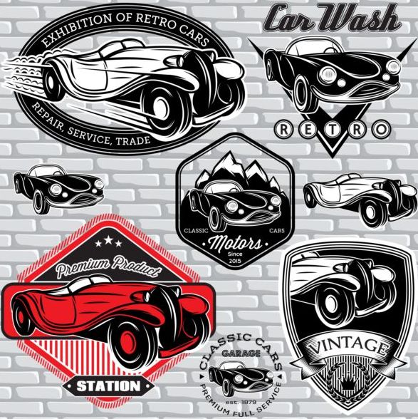 Car Wash With Vintage Car Logos Vector Free Download 587x588 Car Wash With Vintage Car Logos Vector Free Download