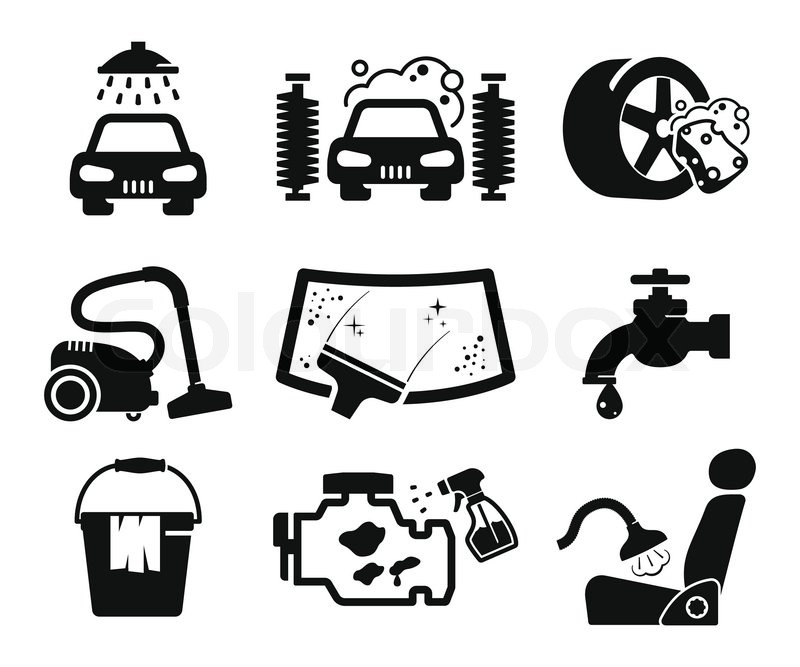 800x667 Car Wash And Car Service Icons Stock Vector Colourbox