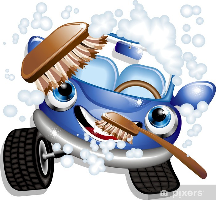 700x649 Auto Lavaggio Cartoon Car Wash Vector Door Sticker We