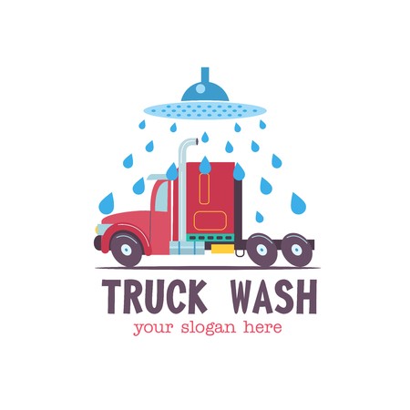 450x450 Emblem Truck Car Wash Vector Illustration In Cartoon Style