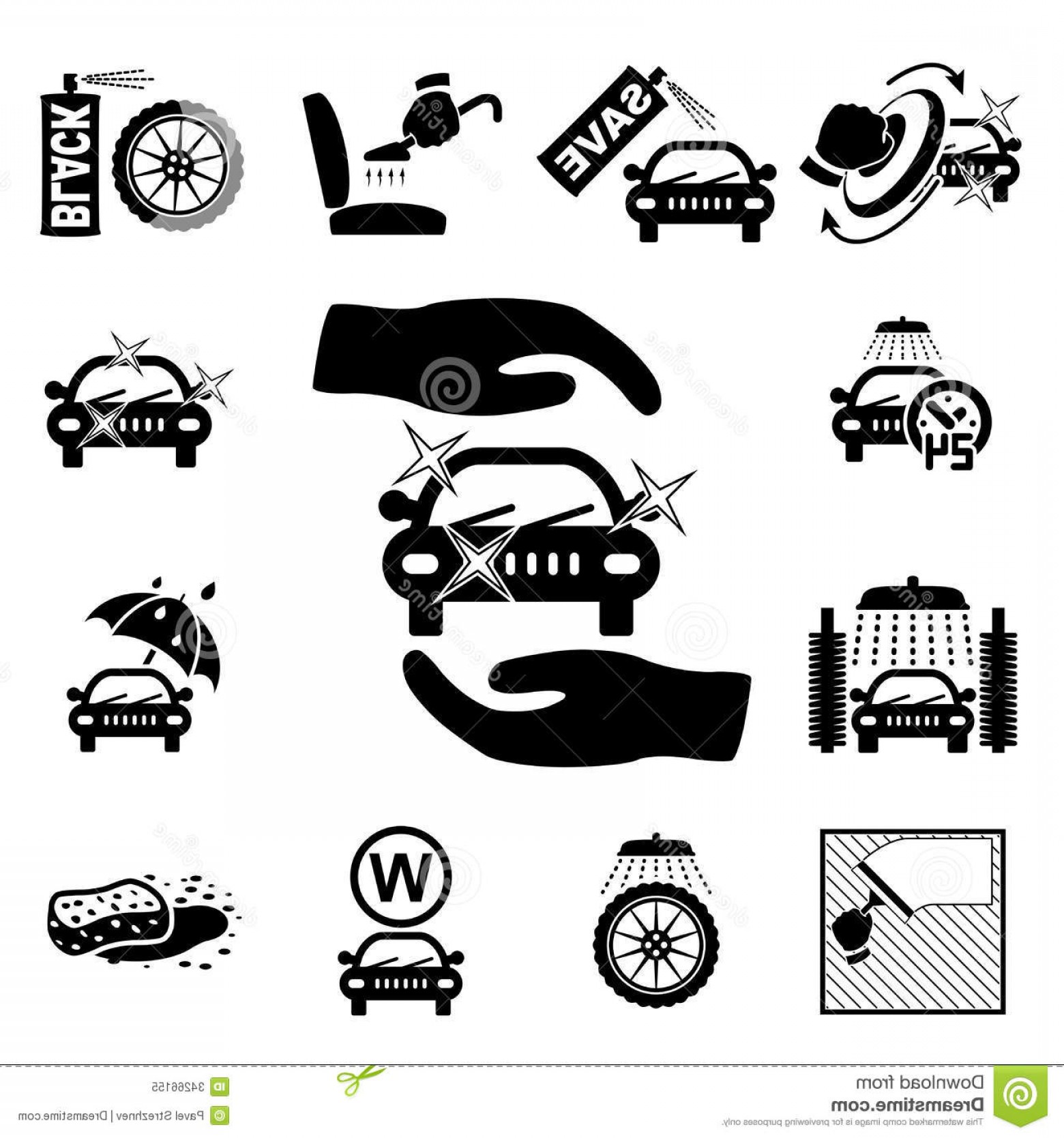 1560x1668 Royalty Free Stock Photo Car Wash Icons Set White Vector