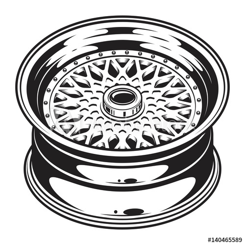 Isolated Monochrome Illustration Of Car Wheel Rim On White 500x500 Isolated Monochrome Illustration Of Car Wheel Rim On White