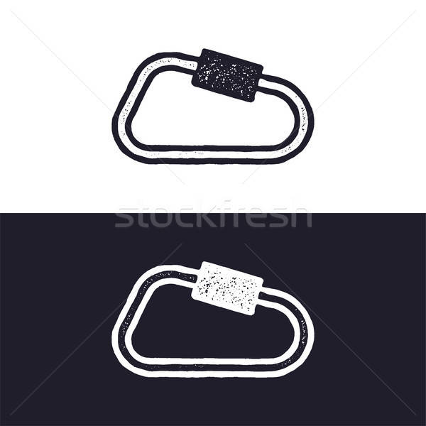 600x600 Carabiner Icon Isolated On White Background Letterpress Effect