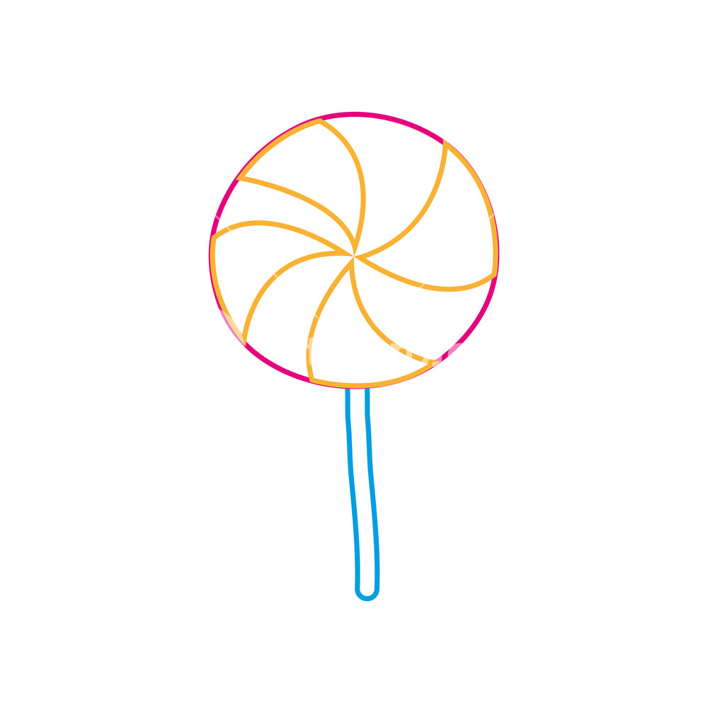1000x1000 Color Line Delicious Spiral Lollipop Candy Caramel Vector