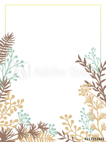 375x500 Herbal Twigs And Branches Border Vector Invitation Card