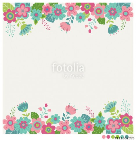 469x485 Cute Flowers Border Vector For Invitation, Wedding, Greeting Card