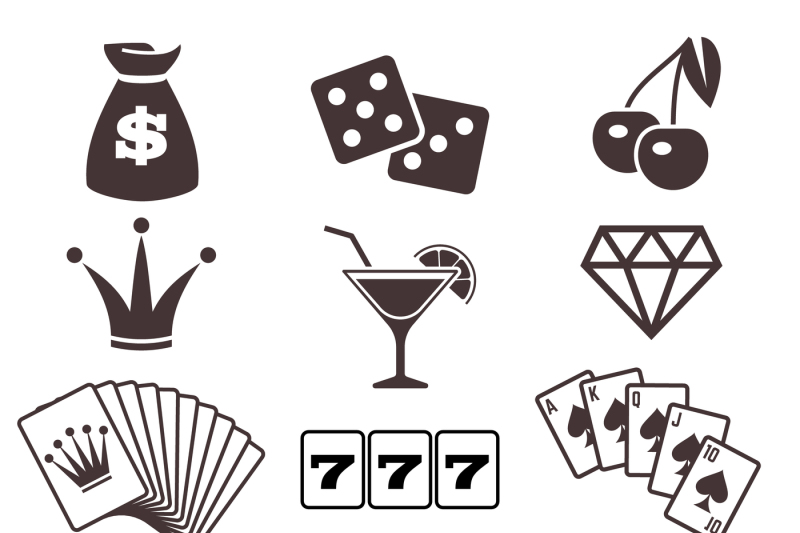 800x533 Gambling, Poker Card Game, Casino, Luck Vector Icons Set