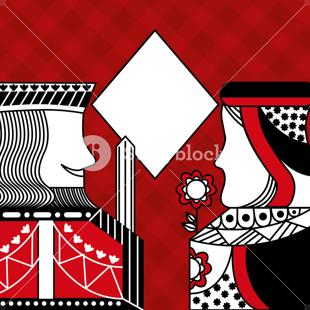 1000x1000 Casino Poker Queen And King Diamond Card Game Red Checkered
