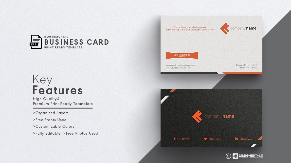 Orange Corporate Business Card Vector Template 1180x660 Orange Corporate Business Card Vector Template