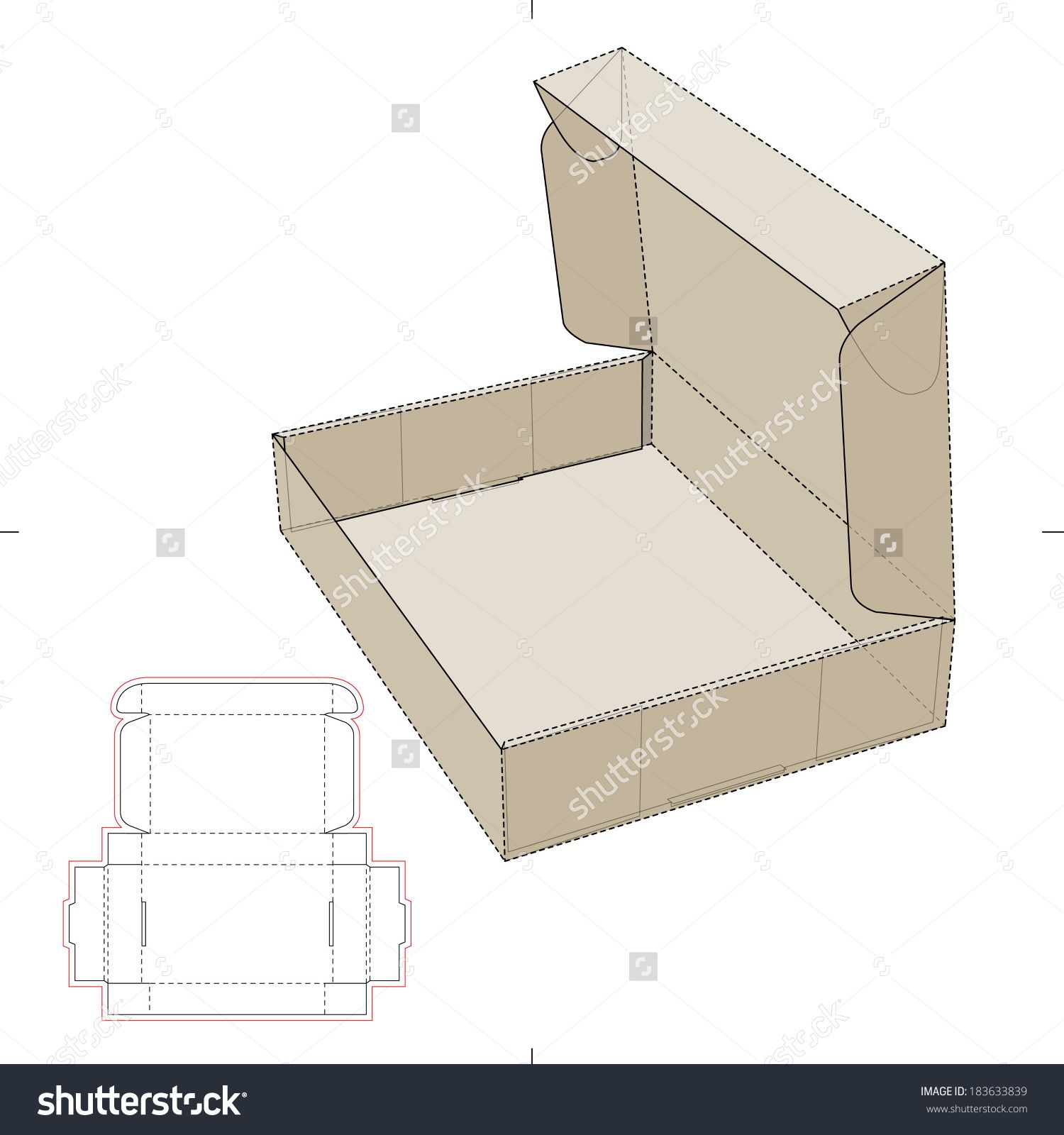 Cardboard Flat Box With Die Cut Pattern Stock Vector Illustration 1500x1600 Cardboard Flat Box With Die Cut Pattern Stock Vector Illustration