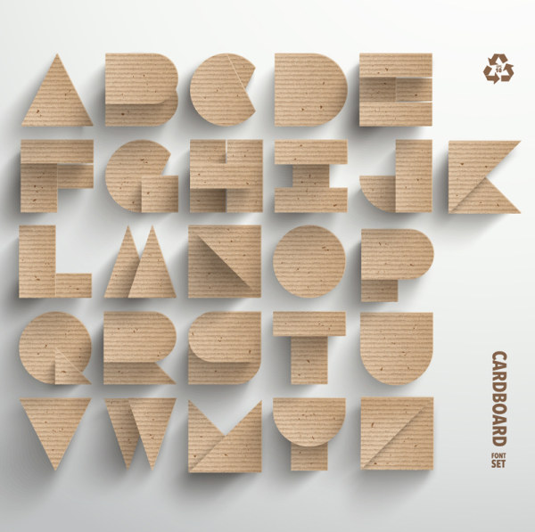 600x597 Cardboard Alphabet Creative Design Vector Free Download