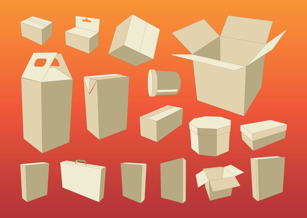 1024x726 Cardboard Boxes Vector Art Graphics