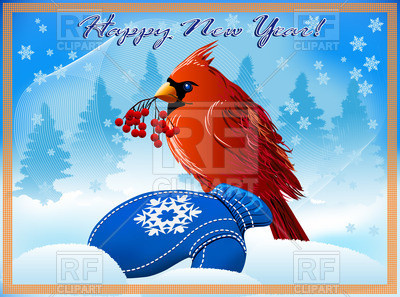 400x297 Northern Cardinal Bird On Winter Background Vector Image Of Plants