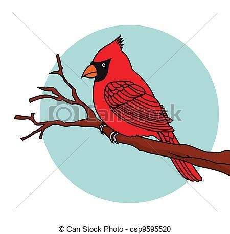 450x459 Vector Clipart Of Red Bird Cardinals