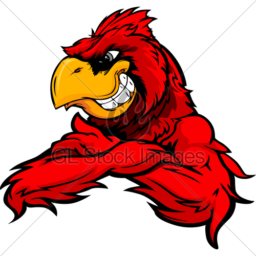 500x500 Cardinal Or Red Bird With Crossed Arms Vector Cartoon Gl Stock