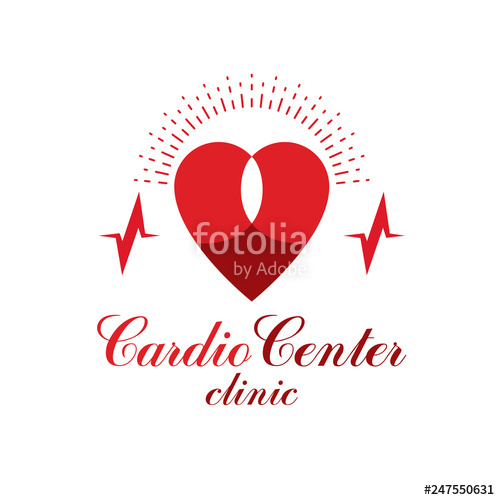 500x500 Cardiology Vector Conceptual Logo Created With Red Heart Shape