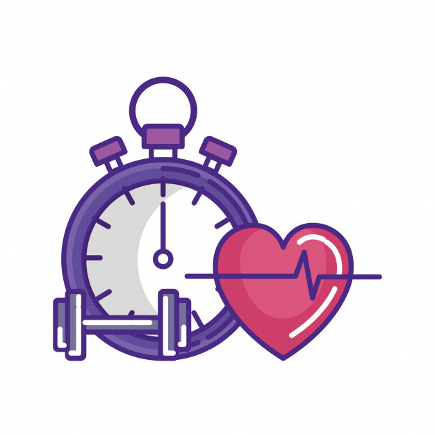 626x626 Chronometer With Dumbbell And Heart Cardio Vector Premium Download