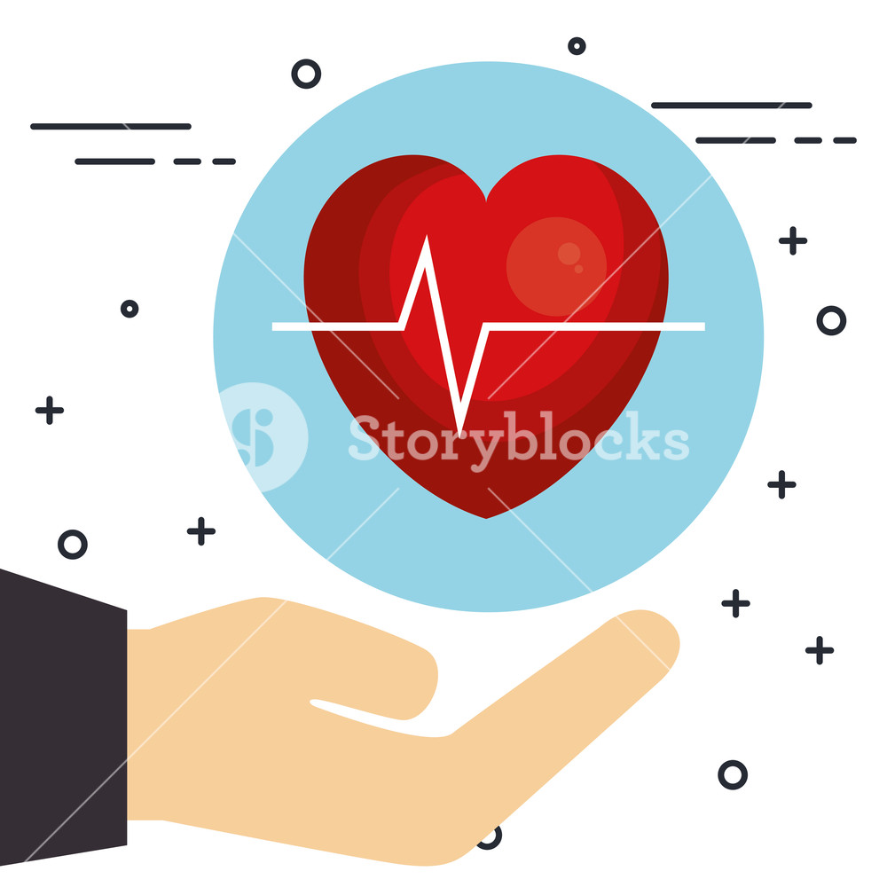 1000x1000 Hand With Heart Cardio Vector Illustration Design Royalty Free