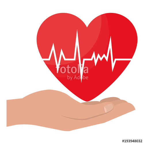 500x500 Hands With Heart Cardio Icon Vector Illustration Design Stock