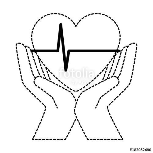 500x500 Hands With Heart Cardio Vector Illustration Design Stock Image