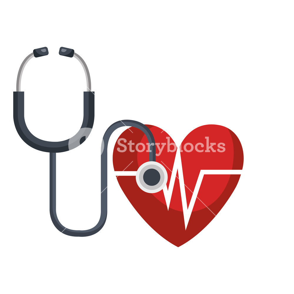 1000x1000 Heart Cardio With Stethoscope Vector Illustration Design Royalty