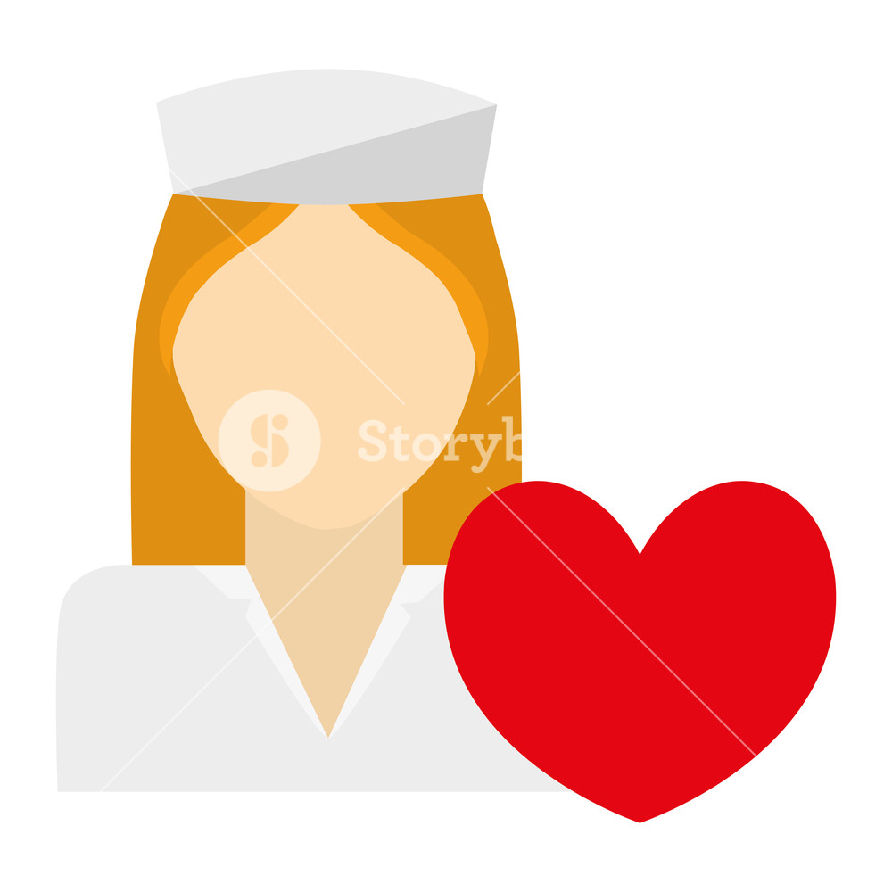1000x1000 Medical Nurse With Heart Cardio Vector Illustration Design Royalty