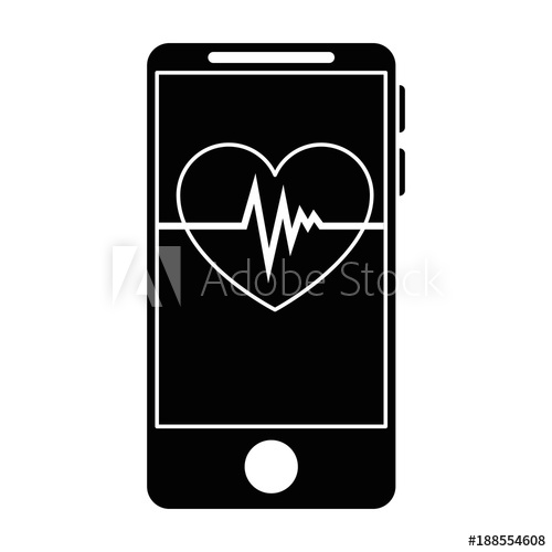 500x500 Smartphone Device With Heart Cardio Vector Illustration Design