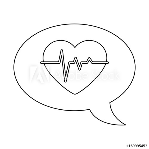 500x500 Speech Bubble With Heart Cardio Vector Illustration Design
