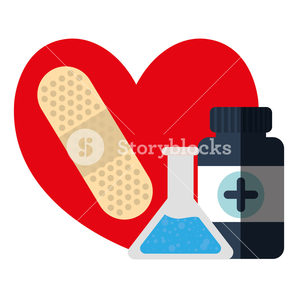 1000x1000 Tube Test Flask With Heart Cardio Vector Illustration Design