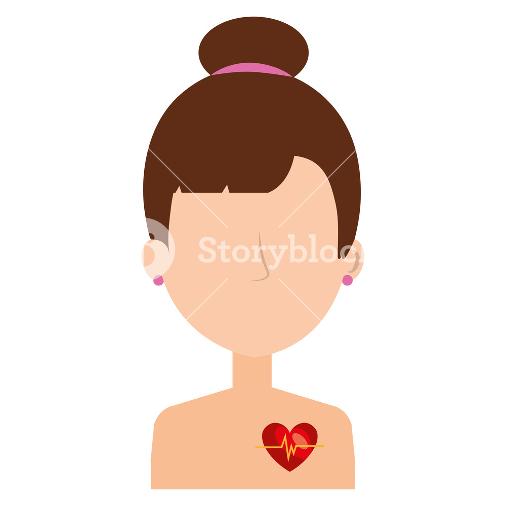 1000x1000 Woman With Heart Cardio Vector Illustration Design Royalty Free