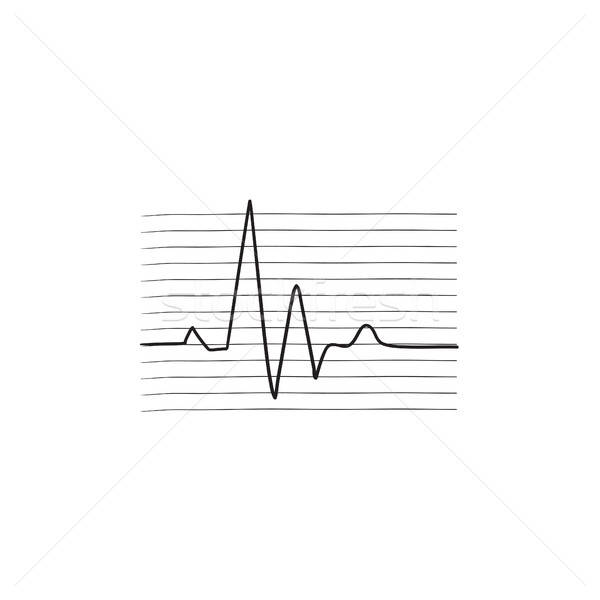 600x600 Heart Beat Cardiogram Sketch Icon Vector Illustration Andrei