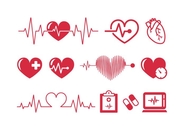 700x490 Heartbeats Cardiogram Vector Icons