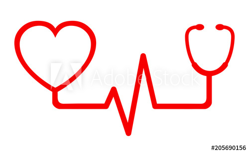 500x308 Sign Red Heart Pulse Icon, One Line, Cardiogram