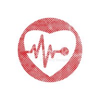 200x200 Cardiology Icon With Heart And Cardiogram, Vector Icon Stock