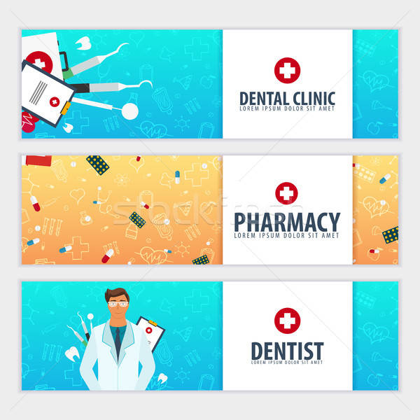 600x600 Set Of Medical Banners Health Care Vector Medicine Illustration