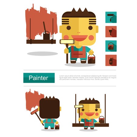 450x450 Character Design Painter Career, Icon Vector With White Background