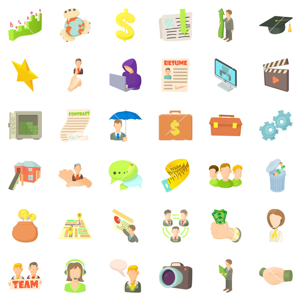 1000x1000 Team Career Icons Set Cartoon Style Of Team Career Vector