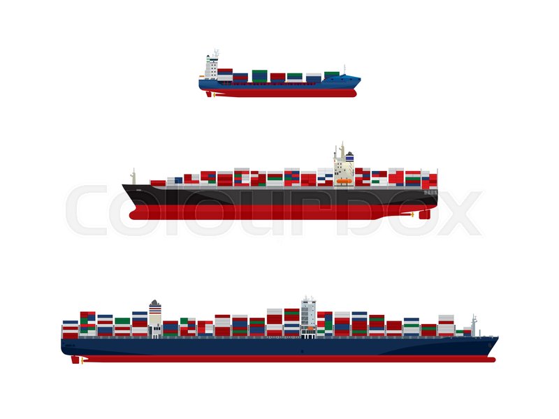 800x600 Cargo Container Vessels In Three Stock Vector Colourbox