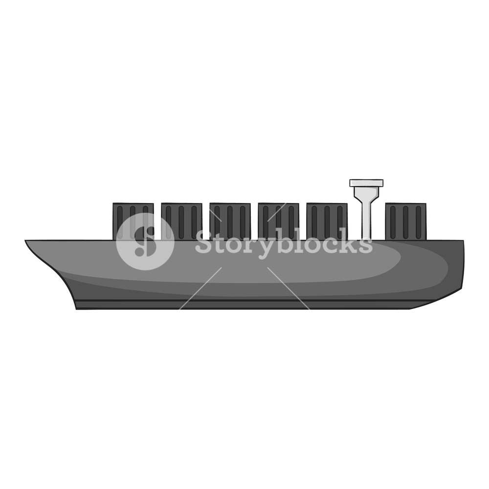 1000x1000 Cargo Ship Icon Gray Monochrome Illustration Of Cargo Ship Vector