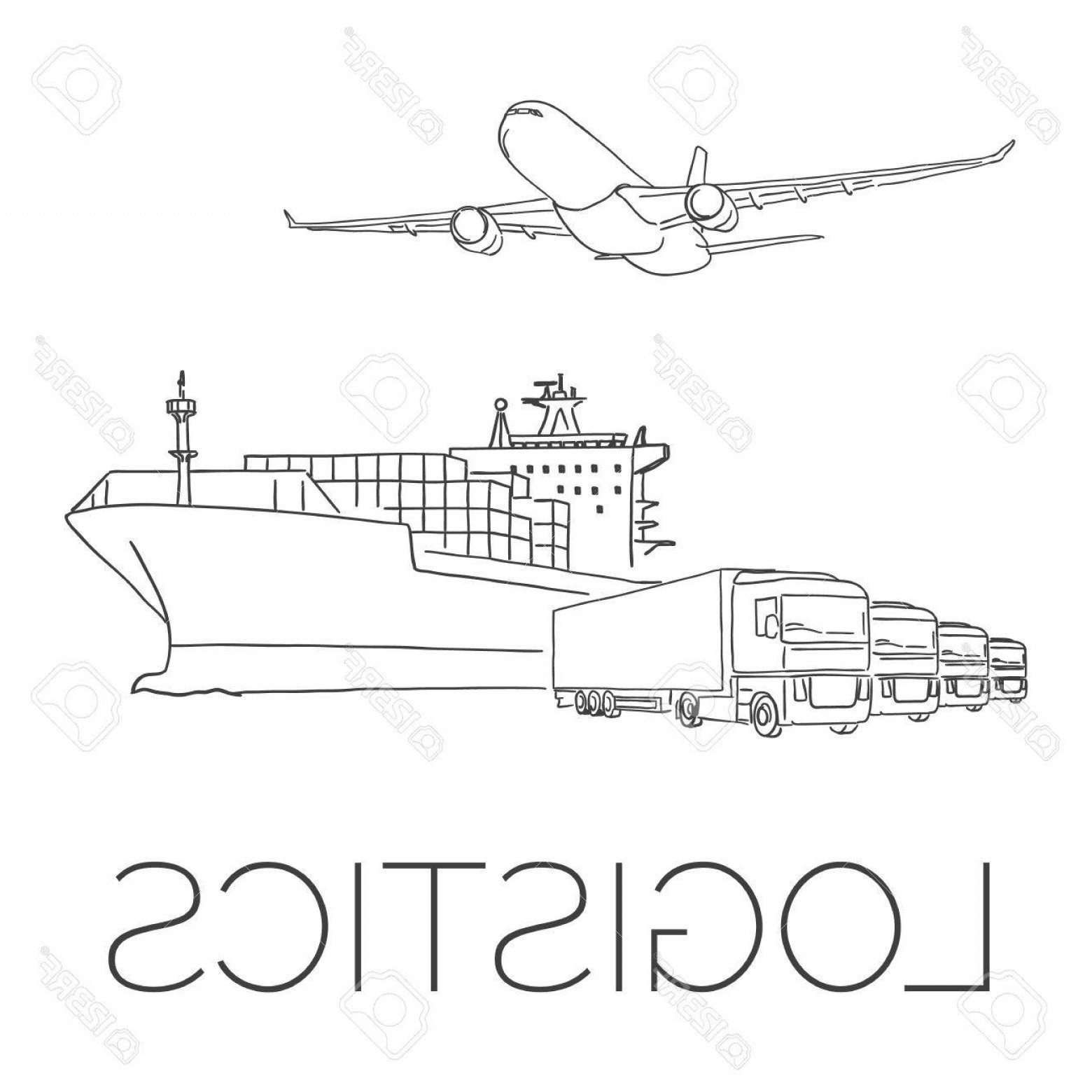 1560x1560 Photostock Vector Logistics Sign With Plane Trucks And Container