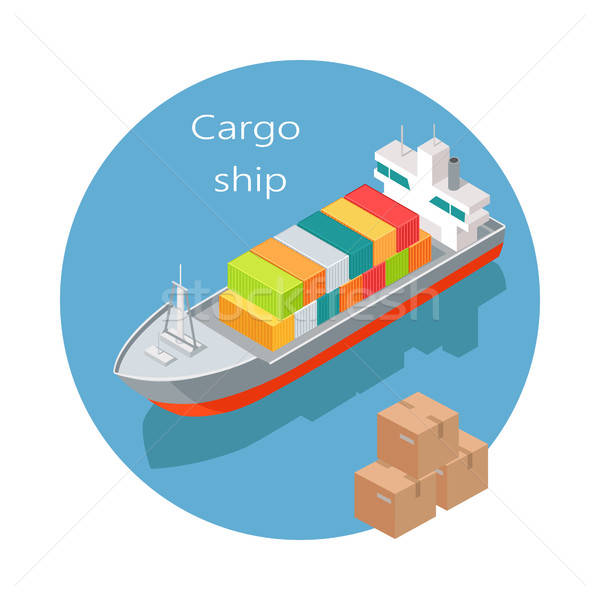 600x600 Cargo Ship Vector Icon In Isometric Projection Vector Illustration