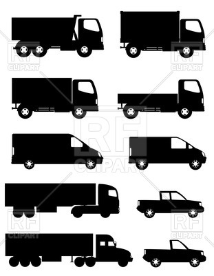 311x400 Side Silhouettes Of Trucks For Transportation Cargo Vector Image