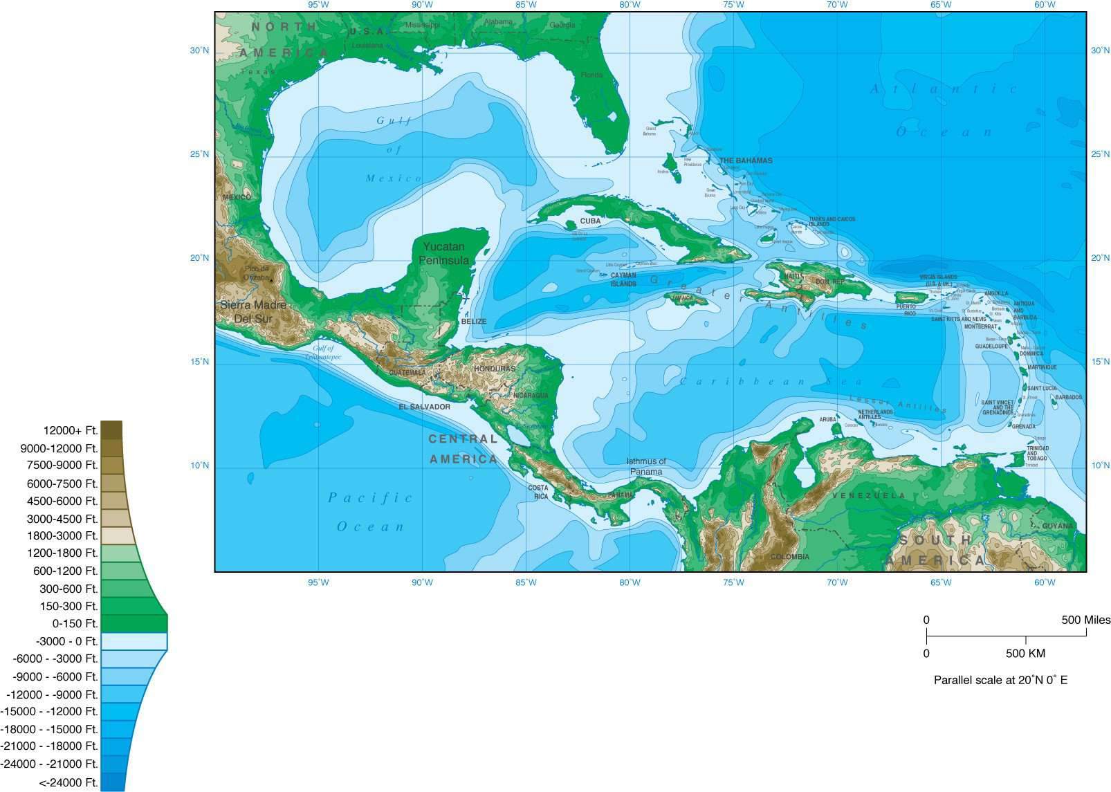 Digital Caribbean Contour Map In Adobe Illustrator Vector Format 1606x1145 Digital Caribbean Contour Map In Adobe Illustrator Vector Format