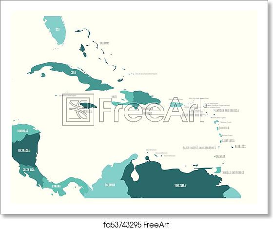 Free Art Print Of Central America And Caribbean States Political 560x470 Free Art Print Of Central America And Caribbean States Political