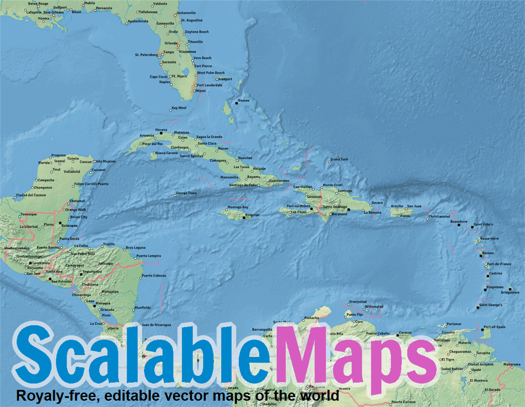 Scalablemaps Vector Map Of Caribbean 1024x793 Scalablemaps Vector Map Of Caribbean