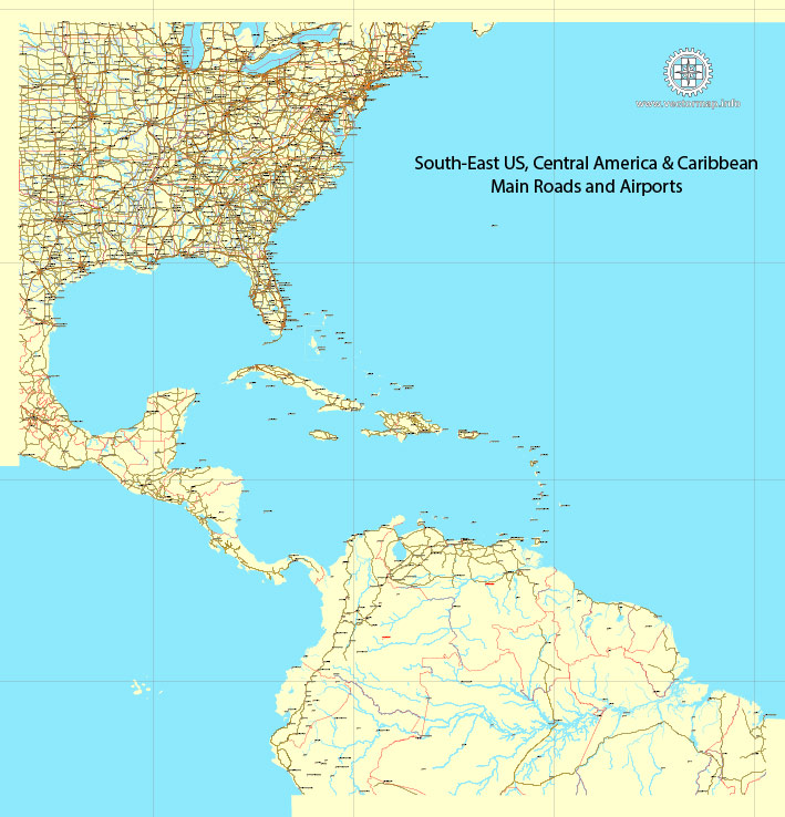 Us South East Region Map Vector Central America Caribbean 709x738 Us South East Region Map Vector Central America Caribbean