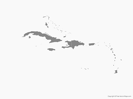 Vector Map Of Caribbean Islands With Countries 460x345 Vector Map Of Caribbean Islands With Countries